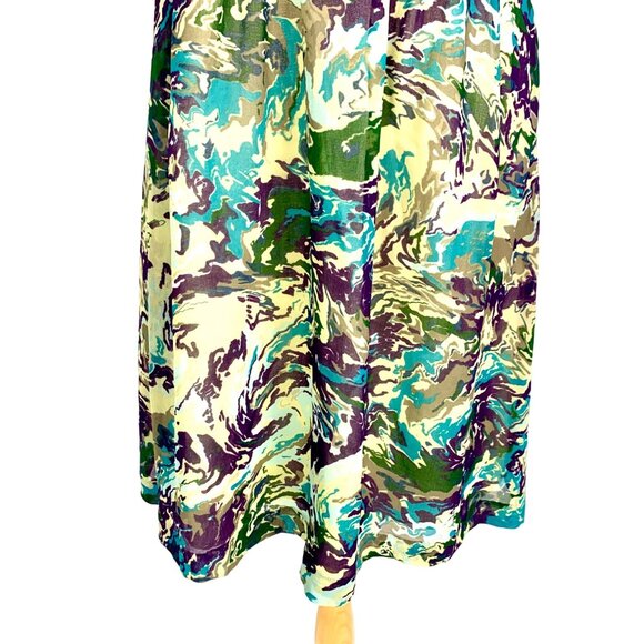 One-Shoulder Abstract Print Ruffled Dress Knee-Length Purple Watercolor Size M - Picture 3 of 12